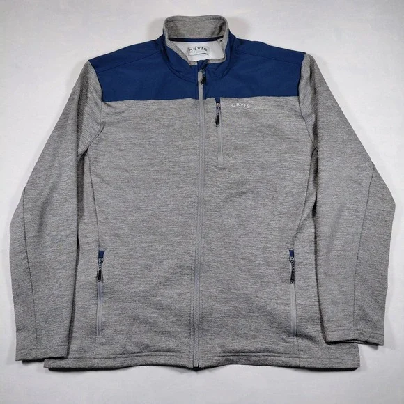 Orvis Full Zip Jacket Heather Gray Blue Bonded Mesh Classic Collection Mens XL - Picture 2 of 9